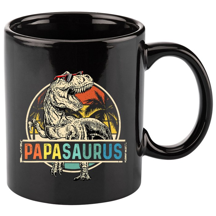 Papasaurus T Rex Papa Dinosaur Grandpa Saurus Fathers Day 11oz C Handle Ceramic Mug