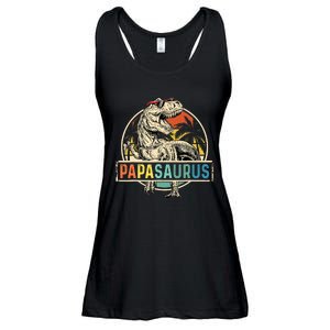 Papasaurus T Rex Papa Dinosaur Grandpa Saurus Fathers Day Ladies Essential Flowy Tank