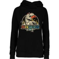 Papasaurus T Rex Papa Dinosaur Grandpa Saurus Fathers Day Womens Funnel Neck Pullover Hood