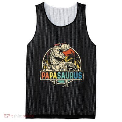Papasaurus T Rex Papa Dinosaur Grandpa Saurus Fathers Day Mesh Reversible Basketball Jersey Tank