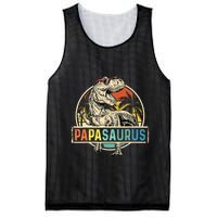 Papasaurus T Rex Papa Dinosaur Grandpa Saurus Fathers Day Mesh Reversible Basketball Jersey Tank
