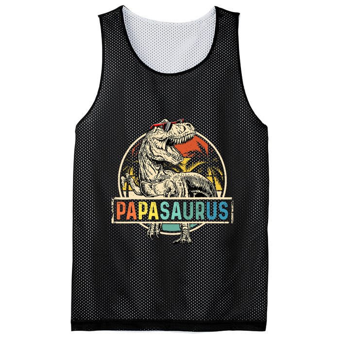 Papasaurus T Rex Papa Dinosaur Grandpa Saurus Fathers Day Mesh Reversible Basketball Jersey Tank