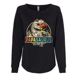 Papasaurus T Rex Papa Dinosaur Grandpa Saurus Fathers Day Womens California Wash Sweatshirt