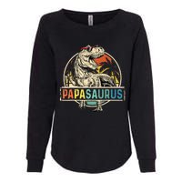 Papasaurus T Rex Papa Dinosaur Grandpa Saurus Fathers Day Womens California Wash Sweatshirt