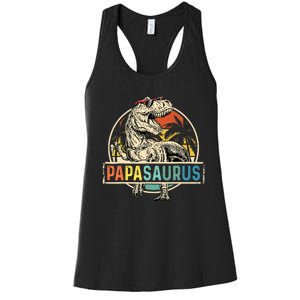 Papasaurus T Rex Papa Dinosaur Grandpa Saurus Fathers Day Women's Racerback Tank