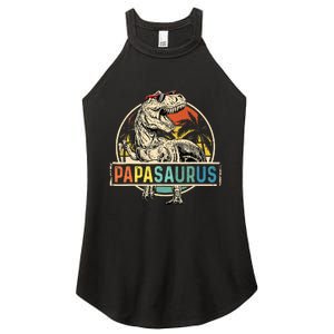 Papasaurus T Rex Papa Dinosaur Grandpa Saurus Fathers Day Women's Perfect Tri Rocker Tank