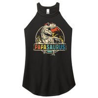 Papasaurus T Rex Papa Dinosaur Grandpa Saurus Fathers Day Women's Perfect Tri Rocker Tank