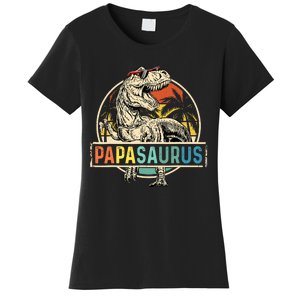 Papasaurus T Rex Papa Dinosaur Grandpa Saurus Fathers Day Women's T-Shirt