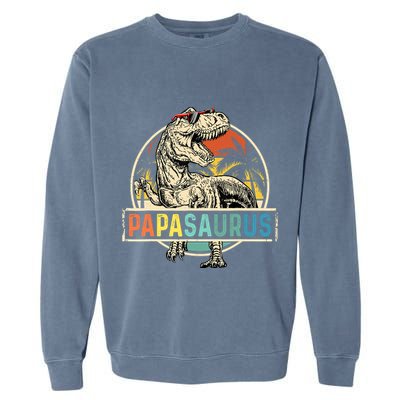 Papasaurus T Rex Papa Dinosaur Grandpa Saurus Fathers Day Garment-Dyed Sweatshirt