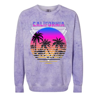 Palm Trees Retro Cali Long Beach Vintage Tropical California Colorblast Crewneck Sweatshirt