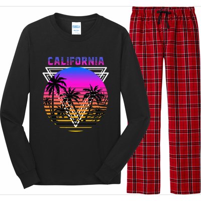 Palm Trees Retro Cali Long Beach Vintage Tropical California Long Sleeve Pajama Set