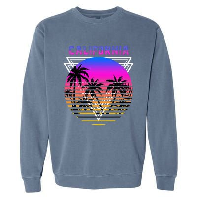 Palm Trees Retro Cali Long Beach Vintage Tropical California Garment-Dyed Sweatshirt