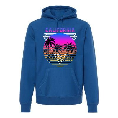 Palm Trees Retro Cali Long Beach Vintage Tropical California Premium Hoodie