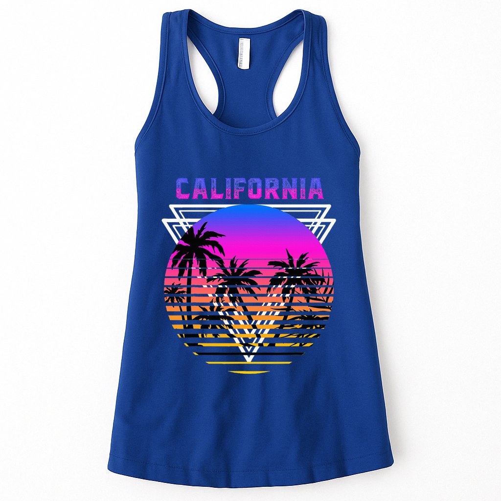 Palm Trees Retro Cali Long Beach Vintage Tropical California Womens Tank Top