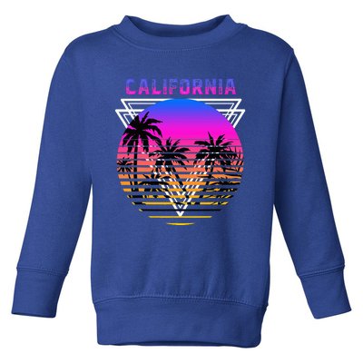 Palm Trees Retro Cali Long Beach Vintage Tropical California Toddler Sweatshirt