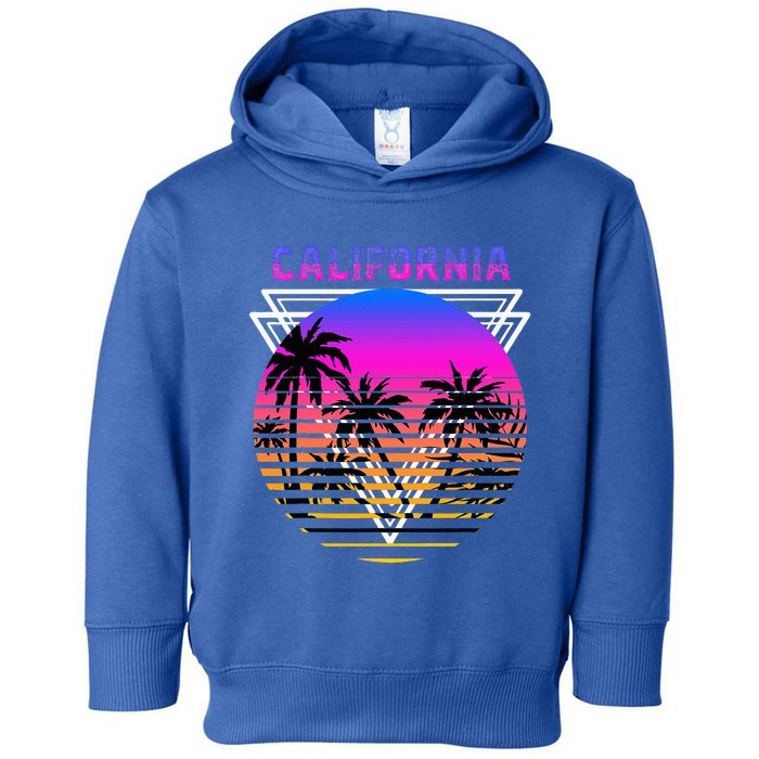 Palm Trees Retro Cali Long Beach Vintage Tropical California Toddler Hoodie