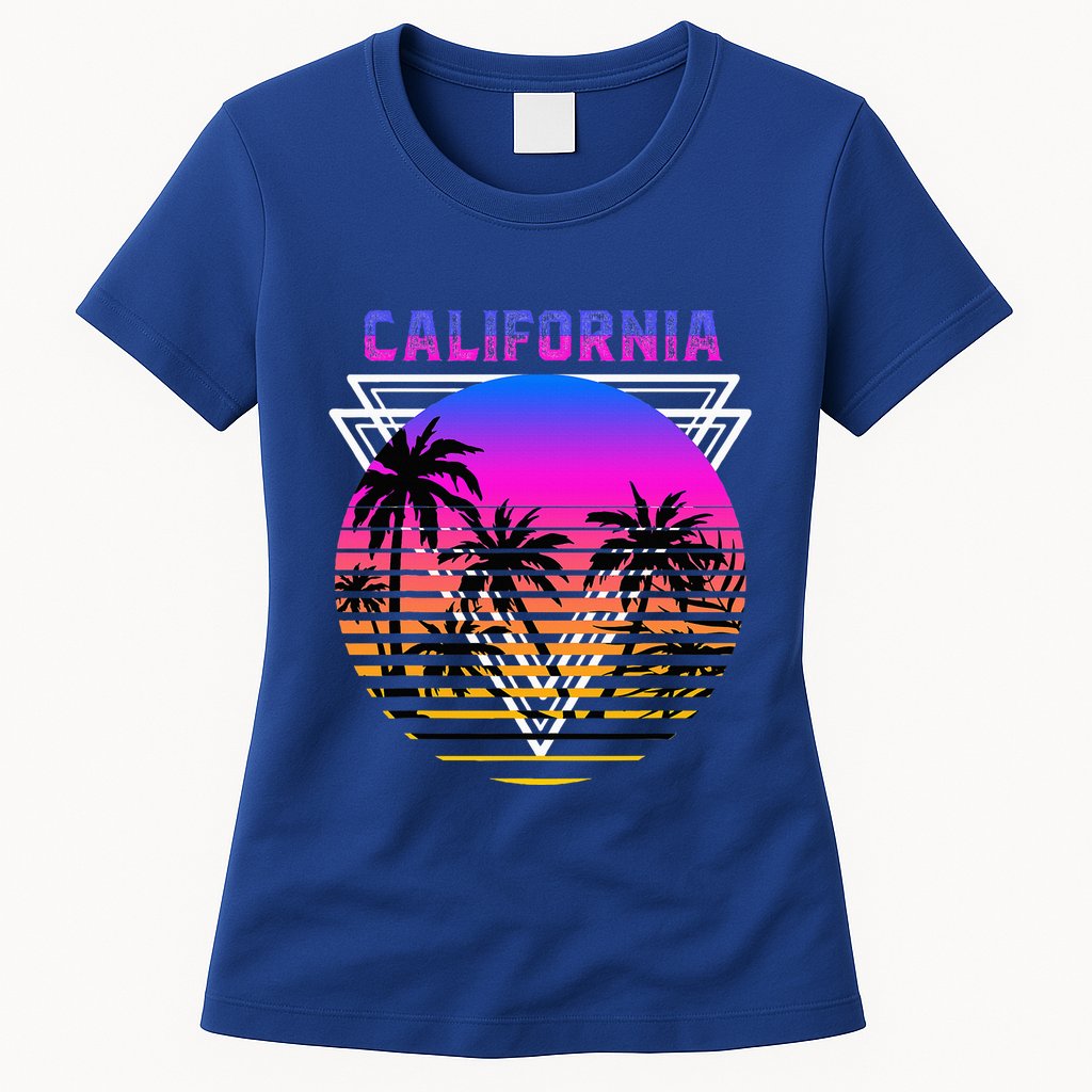 Palm Trees Retro Cali Long Beach Vintage Tropical California Womens T-Shirt
