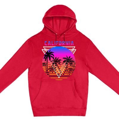 Palm Trees Retro Cali Long Beach Vintage Tropical California Premium Pullover Hoodie