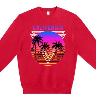 Palm Trees Retro Cali Long Beach Vintage Tropical California Premium Crewneck Sweatshirt