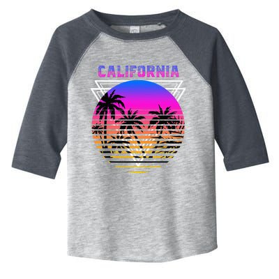 Palm Trees Retro Cali Long Beach Vintage Tropical California Toddler Fine Jersey T-Shirt