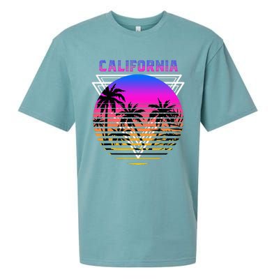 Palm Trees Retro Cali Long Beach Vintage Tropical California Sueded Cloud Jersey T-Shirt