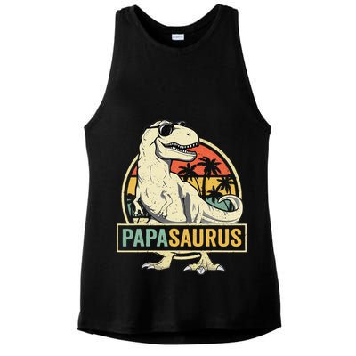 Papasaurus T Rex Dinosaur Papa Saurus Family Matching Ladies PosiCharge Tri-Blend Wicking Tank