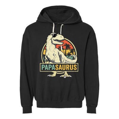 Papasaurus T Rex Dinosaur Papa Saurus Family Matching Garment-Dyed Fleece Hoodie