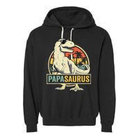 Papasaurus T Rex Dinosaur Papa Saurus Family Matching Garment-Dyed Fleece Hoodie