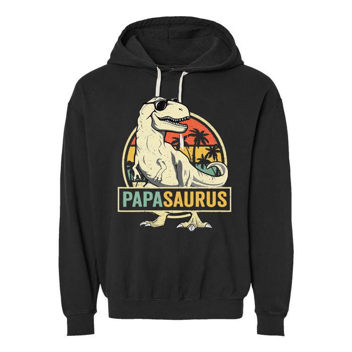 Papasaurus T Rex Dinosaur Papa Saurus Family Matching Garment-Dyed Fleece Hoodie
