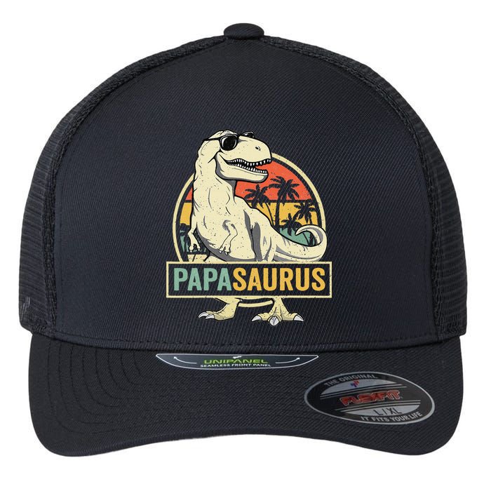 Papasaurus T Rex Dinosaur Papa Saurus Family Matching Flexfit Unipanel Trucker Cap