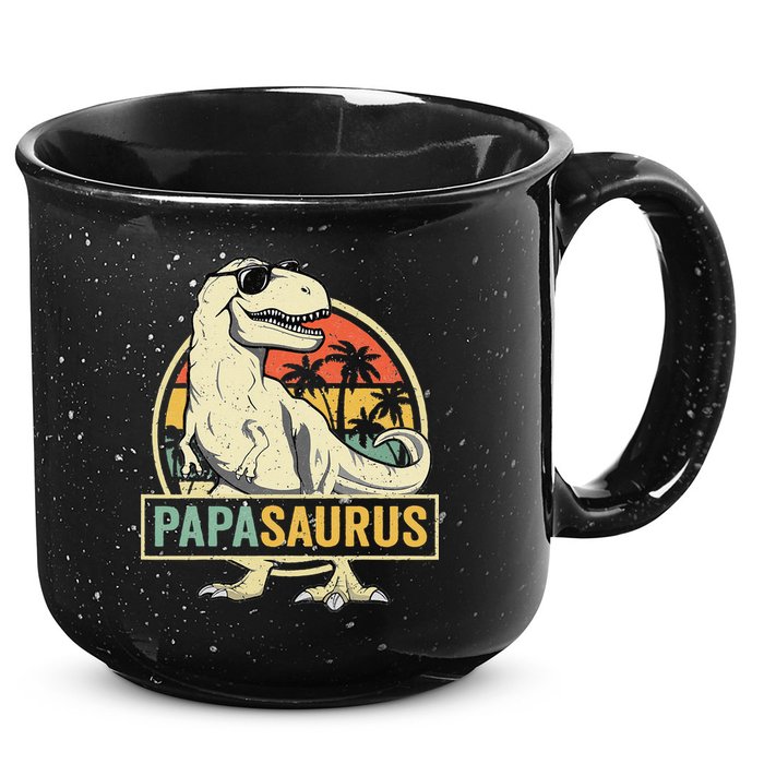 Papasaurus T Rex Dinosaur Papa Saurus Family Matching 15oz Campfire Ceramic Mug