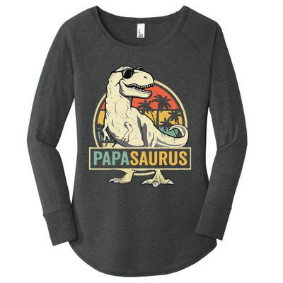 Papasaurus T Rex Dinosaur Papa Saurus Family Matching Women's Perfect Tri Tunic Long Sleeve Shirt