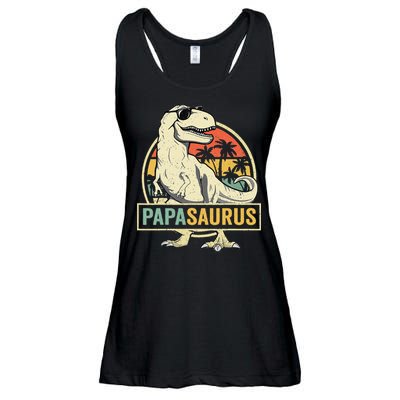 Papasaurus T Rex Dinosaur Papa Saurus Family Matching Ladies Essential Flowy Tank