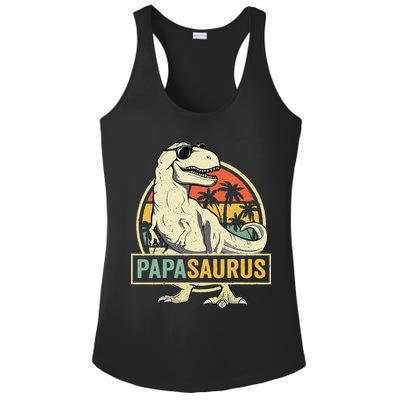 Papasaurus T Rex Dinosaur Papa Saurus Family Matching Ladies PosiCharge Competitor Racerback Tank