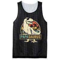 Papasaurus T Rex Dinosaur Papa Saurus Family Matching Mesh Reversible Basketball Jersey Tank