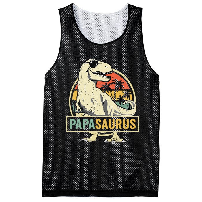 Papasaurus T Rex Dinosaur Papa Saurus Family Matching Mesh Reversible Basketball Jersey Tank