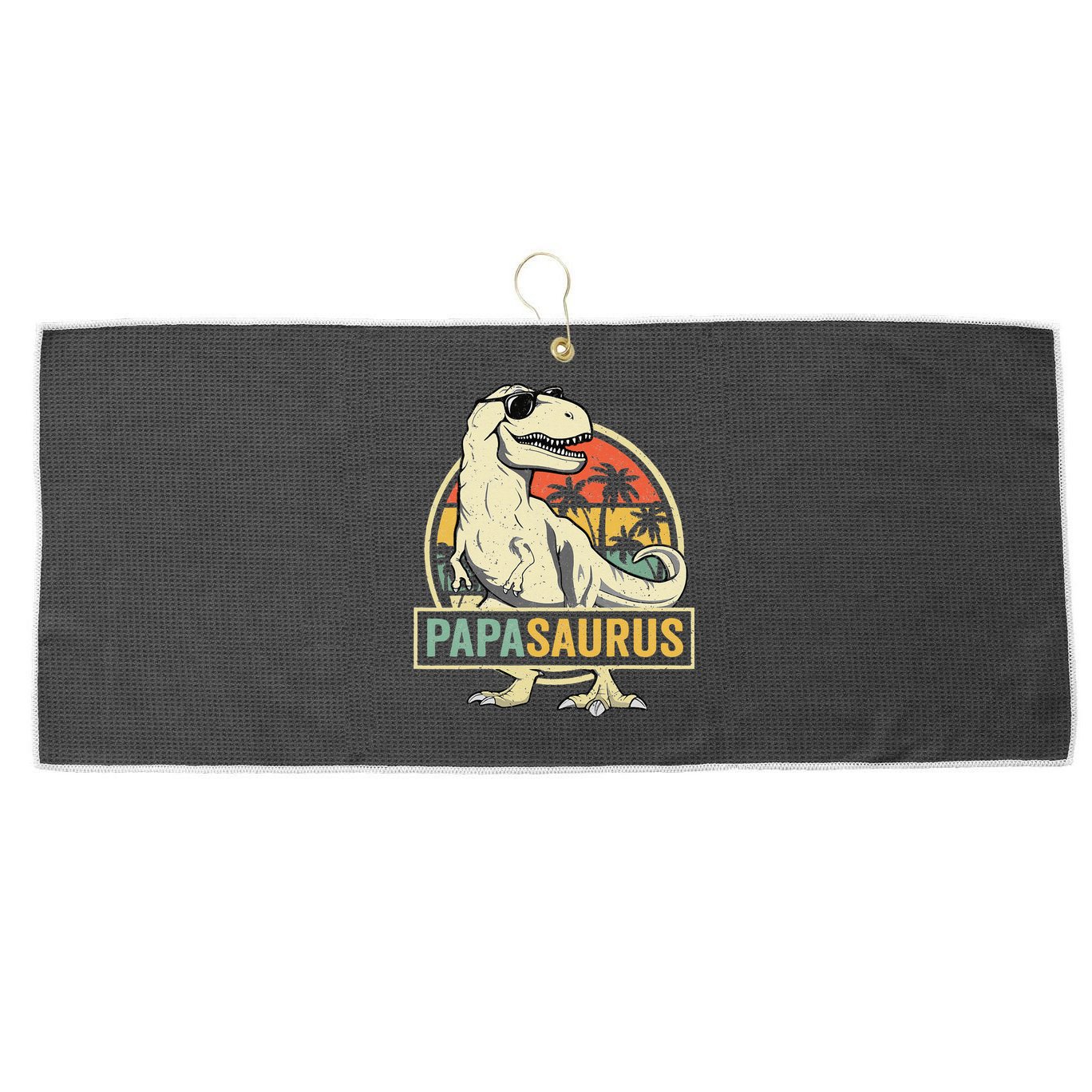 Papasaurus T Rex Dinosaur Papa Saurus Family Matching Large Microfiber Waffle Golf Towel