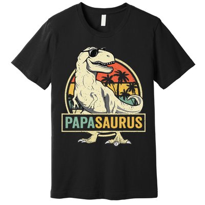 Papasaurus T Rex Dinosaur Papa Saurus Family Matching Premium T-Shirt