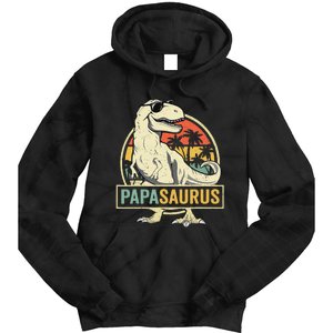 Papasaurus T Rex Dinosaur Papa Saurus Family Matching Tie Dye Hoodie