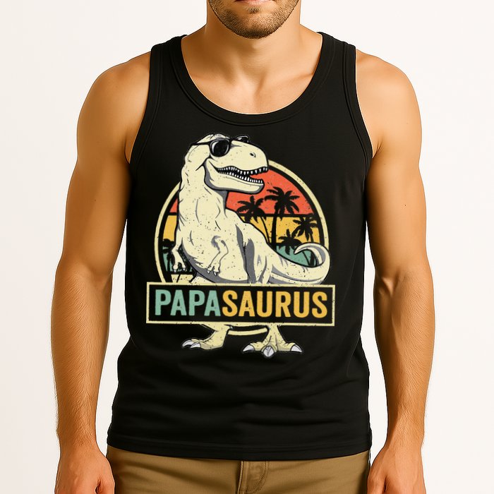 Papasaurus T Rex Dinosaur Papa Saurus Family Matching Tank Top