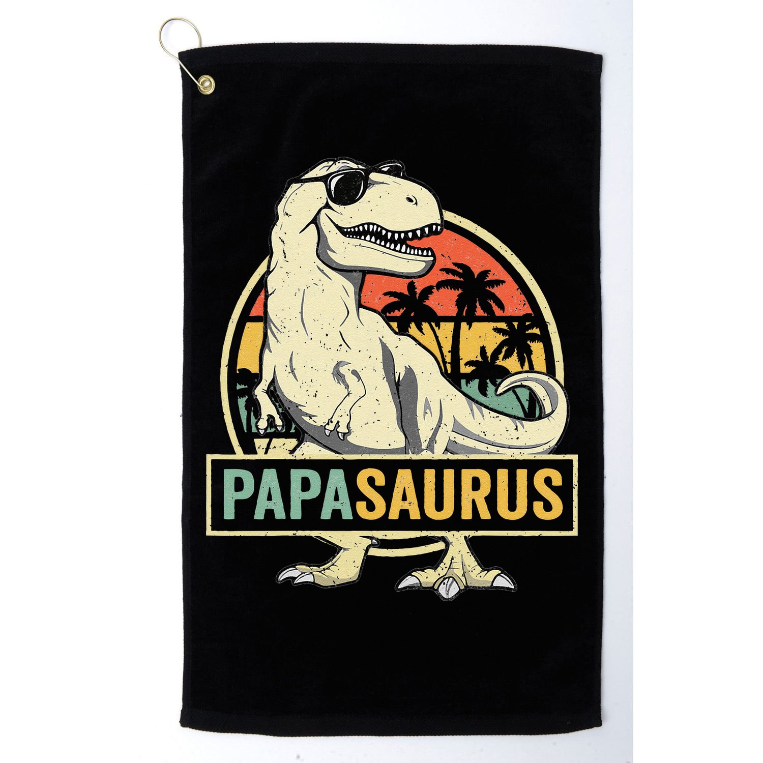 Papasaurus T Rex Dinosaur Papa Saurus Family Matching Golf Towel
