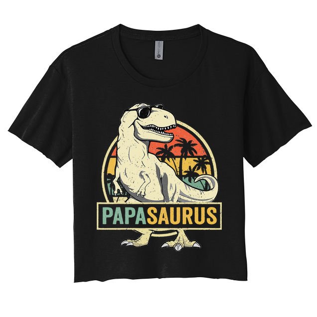 Papasaurus T Rex Dinosaur Papa Saurus Family Matching Crop Top