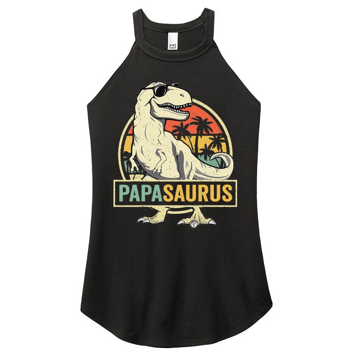 Papasaurus T Rex Dinosaur Papa Saurus Family Matching Women's Perfect Tri Rocker Tank