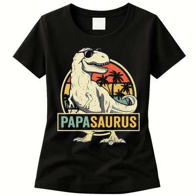 Papasaurus T Rex Dinosaur Papa Saurus Family Matching Womens T-Shirt
