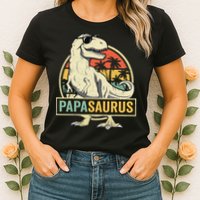 Papasaurus T Rex Dinosaur Papa Saurus Family Matching Womens T-Shirt