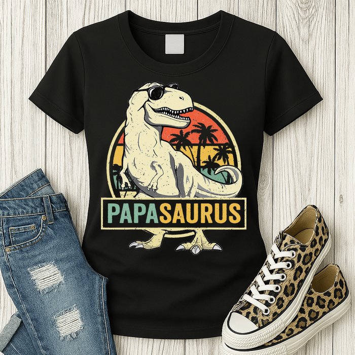 Papasaurus T Rex Dinosaur Papa Saurus Family Matching Womens T-Shirt