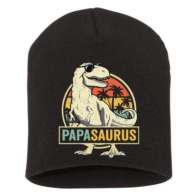 Papasaurus T Rex Dinosaur Papa Saurus Family Matching Short Acrylic Beanie