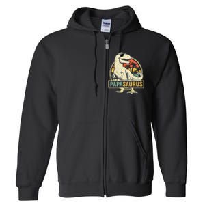 Papasaurus T Rex Dinosaur Papa Saurus Family Matching Full Zip Hoodie