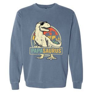 Papasaurus T Rex Dinosaur Papa Saurus Family Matching Garment-Dyed Sweatshirt