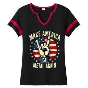 Patriotic Trump Rock Hand Make America Metal Again Ladies Halftime Notch Neck Tee